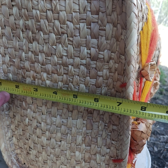 Acapulco Mexico Vintage Woven‎ Rattan Large Beach Bag Tote 3D Flowers Orange/Red - Picture 13 of 13